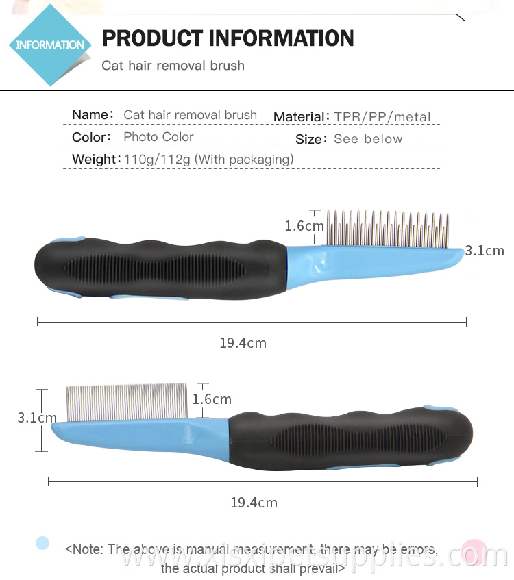 Factory Manufacture Wholesale Two Style Rubber Non-slip Handle Pet Cat Dog Flea Comb